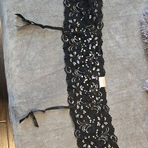 Black Lace Garter Belt with Sequins